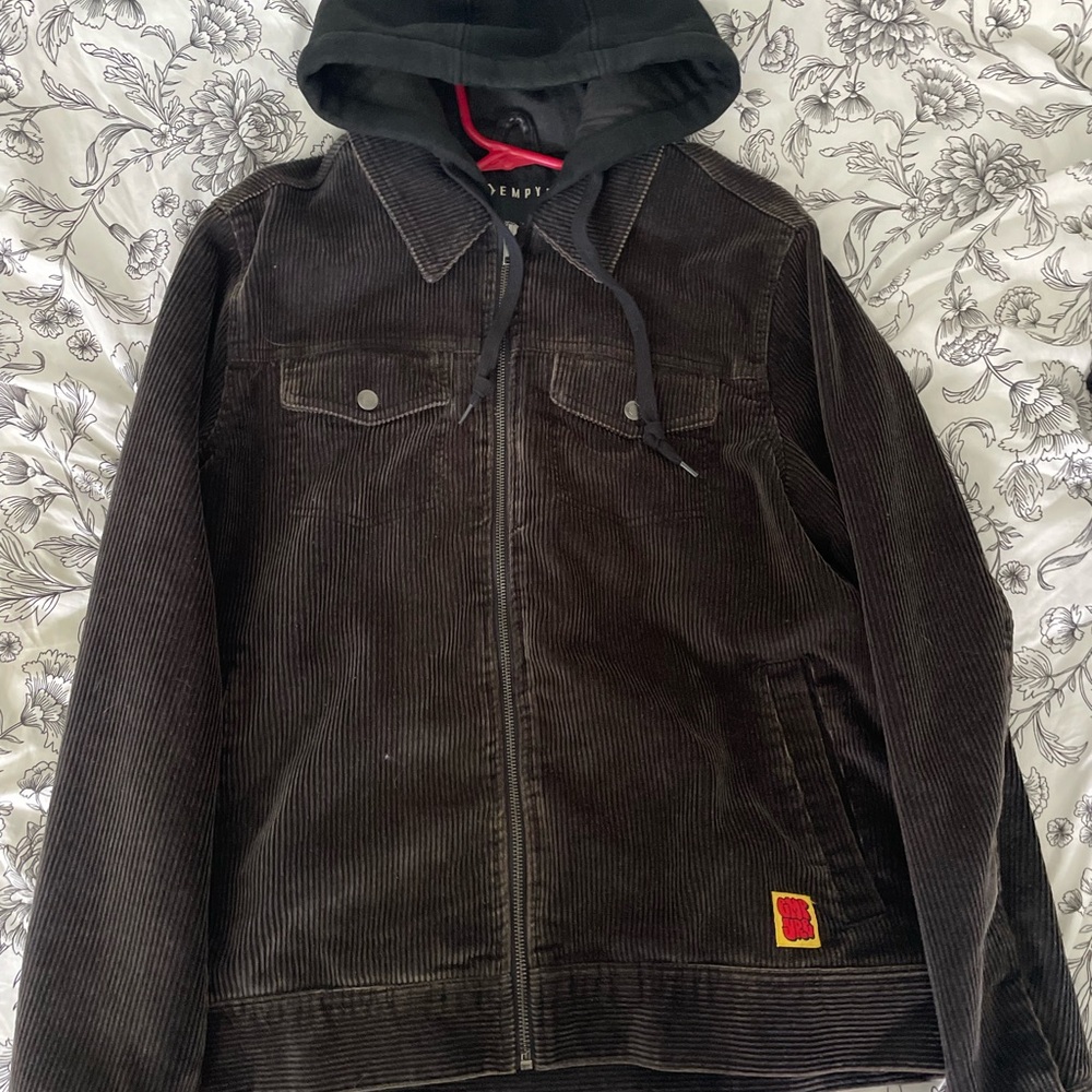 Men's Black Corduroy Jacket with Hood